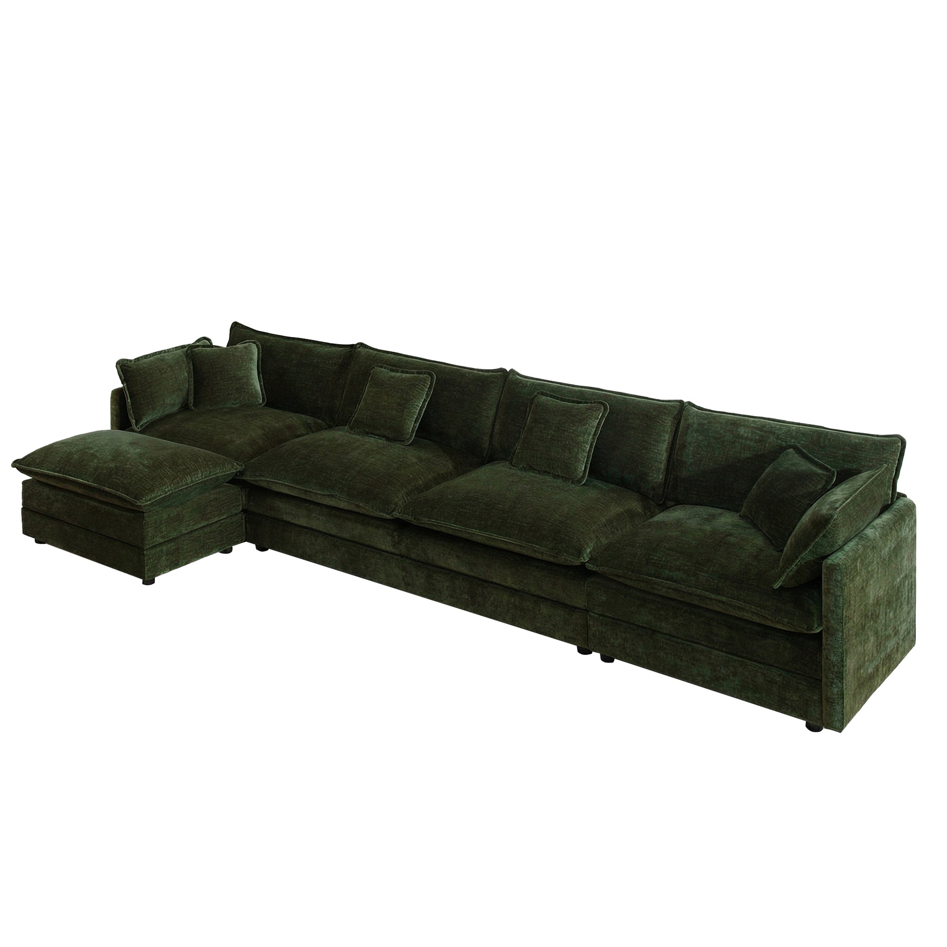 Modular Sectional Sofa for Living Room,U Shaped Couch 4 Seater Convertible Sectional Couch with 1 Ottoman,Green Chenille image 4