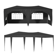 10'x20' Pop Up Canopy Tent with 6 Sidewalls, Ez Pop Up Outdoor Canopy for Parties, Waterproof Commercial Tent with 3 Adjustable Heights, Carry Bag, 6 Sand Bags, 6 Ropes and 12 Stakes, Blue