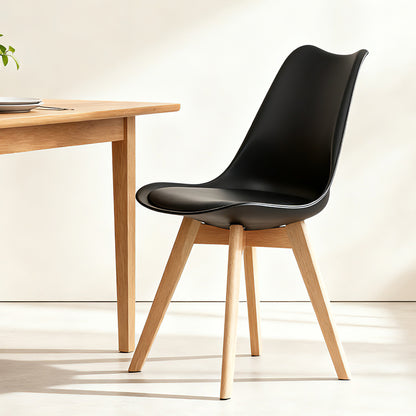 Set of four dining chairs, medieval modern style dining chairs for kitchen and dining room, with wooden legs, black image 8