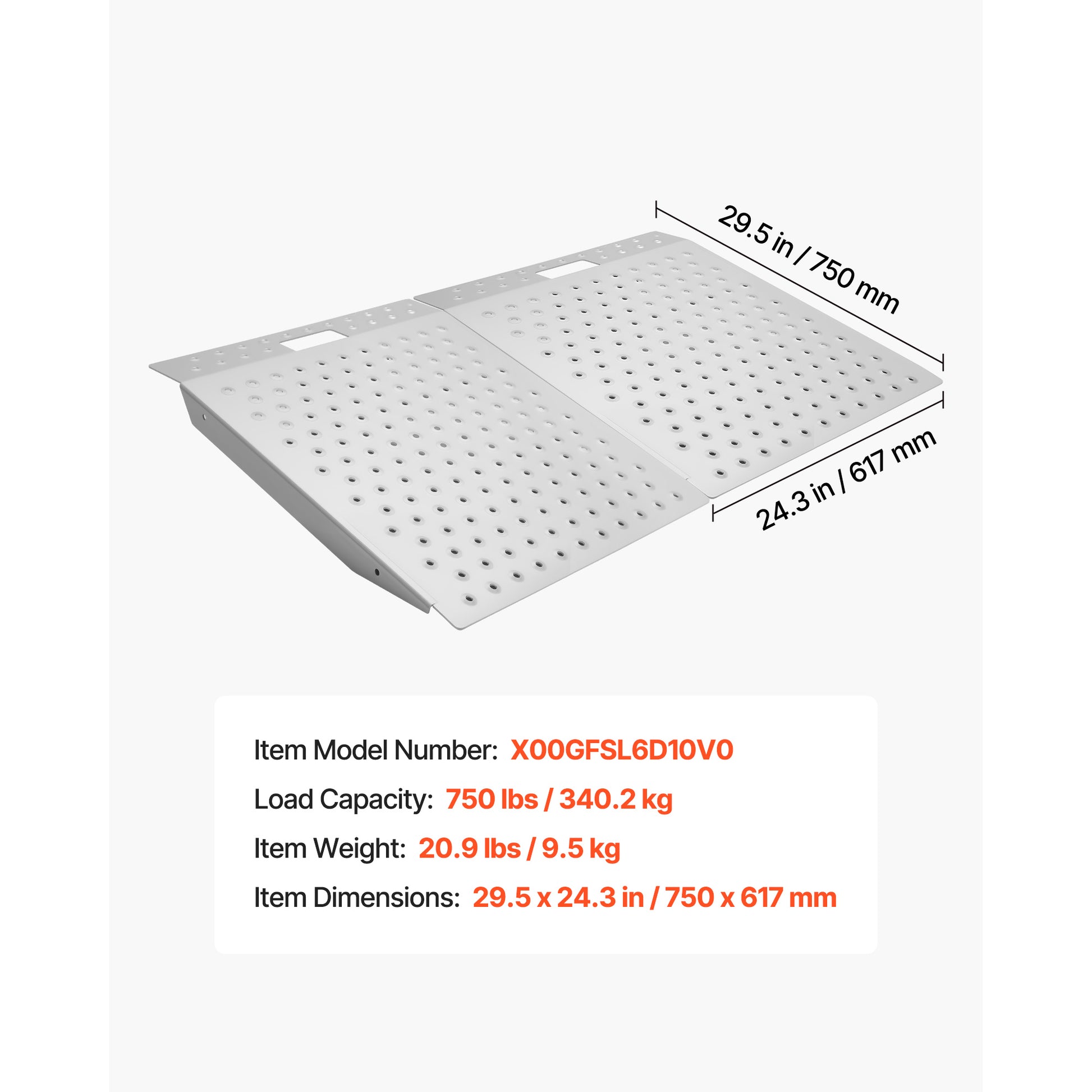 Threshold Ramp for Doorways, 29.5 x 24.3 in, Platform Aluminum Wheelchair Ramp, Non-Slip Door Threshold Ramps, 750 lbs Load Capacity, for Home Steps, Curbs, Wheelchairs, Walkers, Scooter, Carts image 8