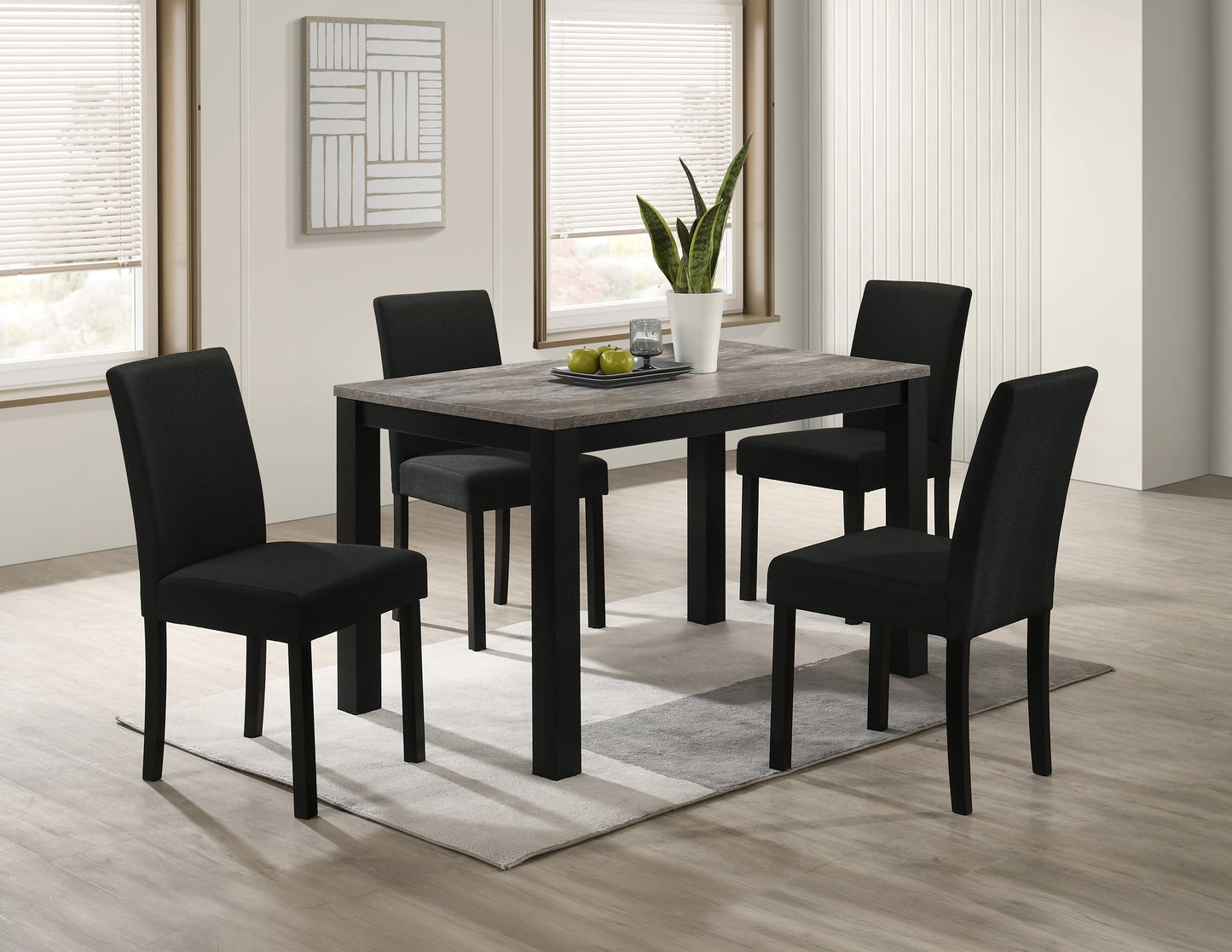 1pc Faux-concrete Top Finish Rectangular Dining Table Wooden Dining Room Furniture Modern Contemporary Black Charcoal Finish image 5