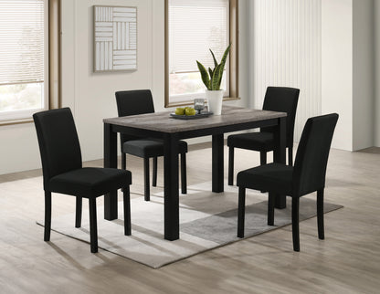 1pc Faux-concrete Top Finish Rectangular Dining Table Wooden Dining Room Furniture Modern Contemporary Black Charcoal Finish image 5