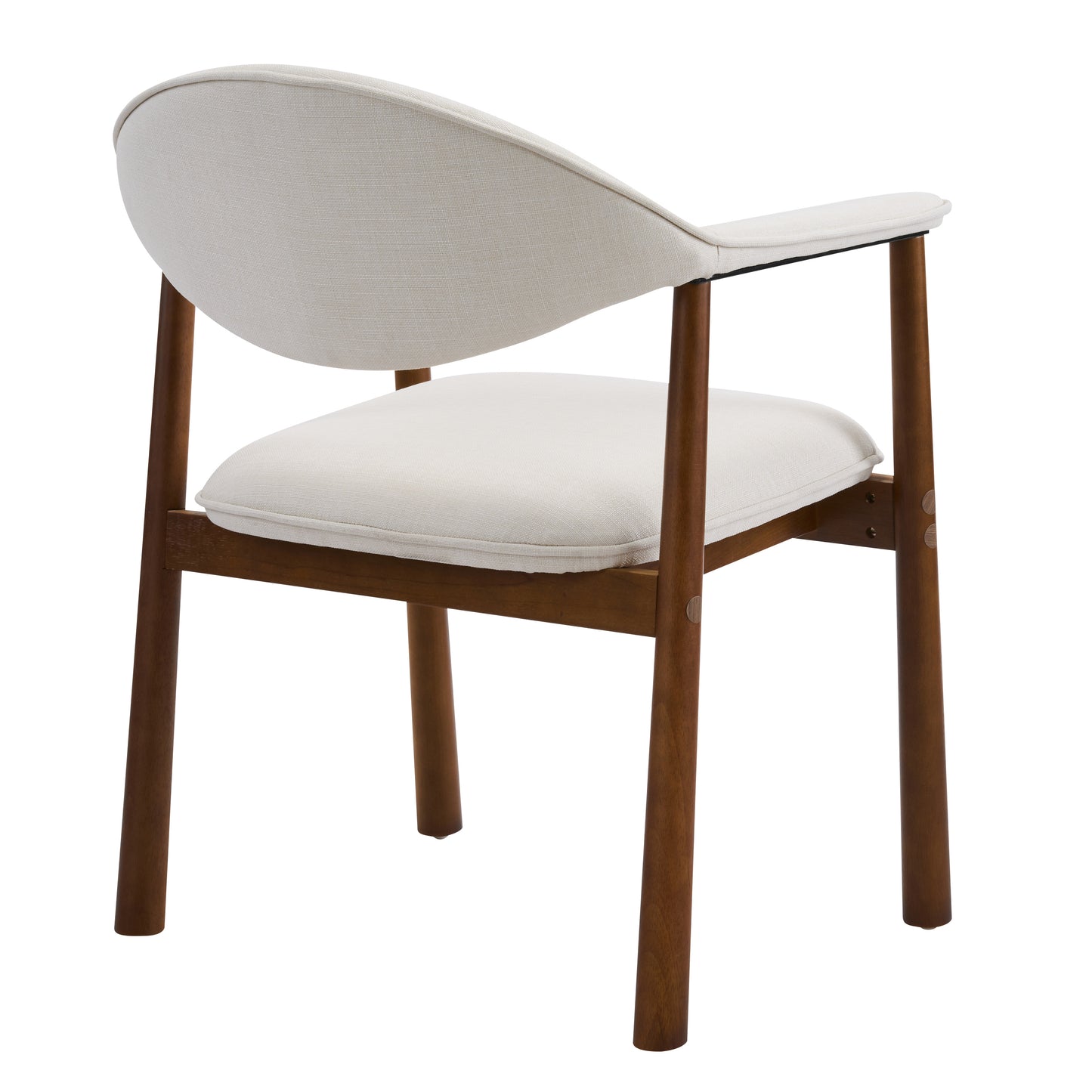 Modern Upholstered Dining Chairs with Curved Back, Beige Fabric & Walnut Finish Rubber Wood, Set of 2 image 8