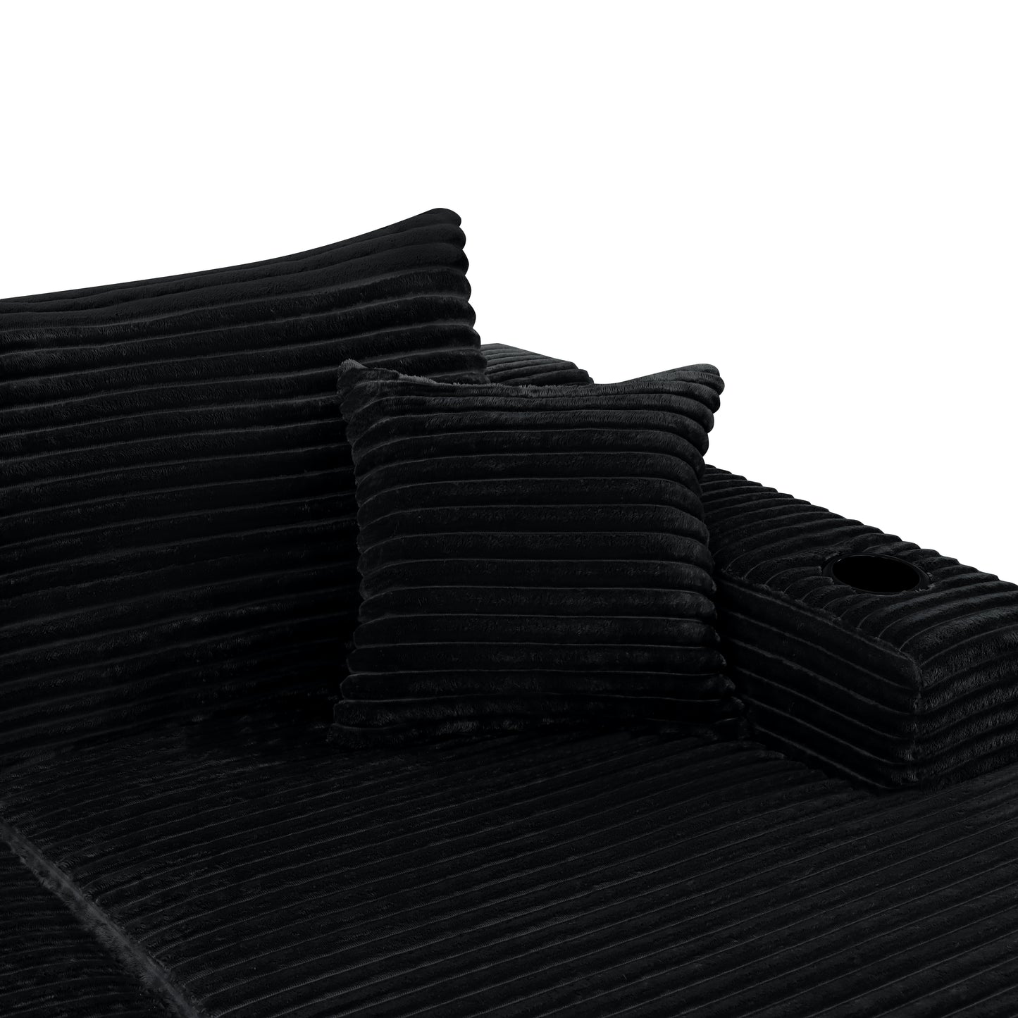 96" Cloud Sectional Couch with L-Shape Chaise,Modern Modular Sofa with Deep Seat, Upholstered Couches for Living Room Bedroom,No Assembly Required and Cup holde, (Plush Fabric),Black image 7