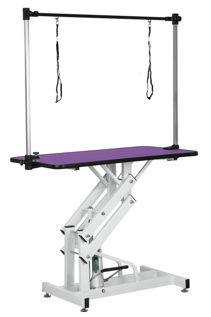42.5INCH HYDRAULIC PET GROOMING TABLE WITH "H" ARM PURPLE image 3