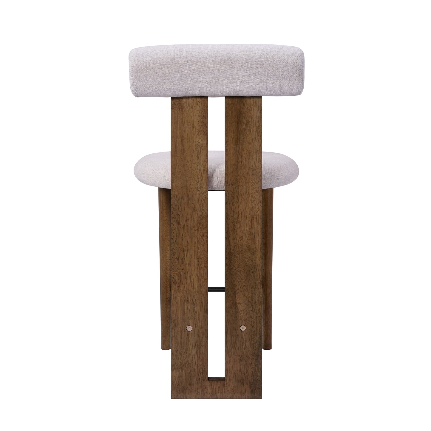 Renee Indoor Modern Split-Back Rubber Wood Counter Stool with Ivory Upholstery, Dark Walnut Finish, Set of 2 image 9