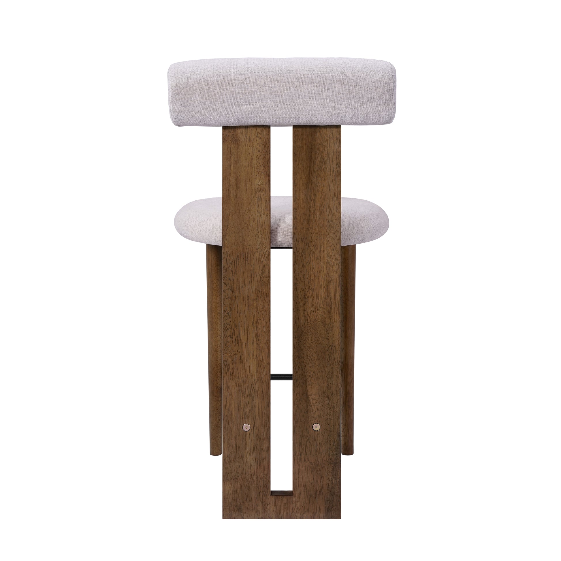 Renee Indoor Modern Split-Back Rubber Wood Counter Stool with Ivory Upholstery, Dark Walnut Finish, Set of 2 image 9