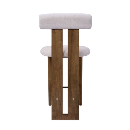 Renee Indoor Modern Split-Back Rubber Wood Counter Stool with Ivory Upholstery, Dark Walnut Finish, Set of 2 image 9