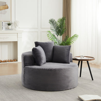43-inch round corduroy single sofa, comfortable lounge chair, comes with three pillows, minimalist design, perfect for bedrooms, lounges, game rooms, and living rooms image 2