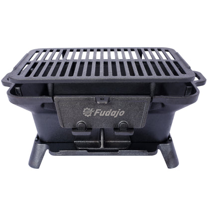 Oval Cast Iron Grill Outdoor, Portable Charcoal Grill and Tabletop Cast Iron Skillet - 100% Cast Iron, Durable, Small Charcoal Grill, Camping Stove, Hibachi Grill image 1