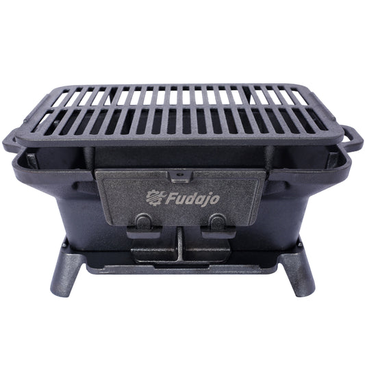 Oval Cast Iron Grill Outdoor, Portable Charcoal Grill and Tabletop Cast Iron Skillet - 100% Cast Iron, Durable, Small Charcoal Grill, Camping Stove, Hibachi Grill image 1