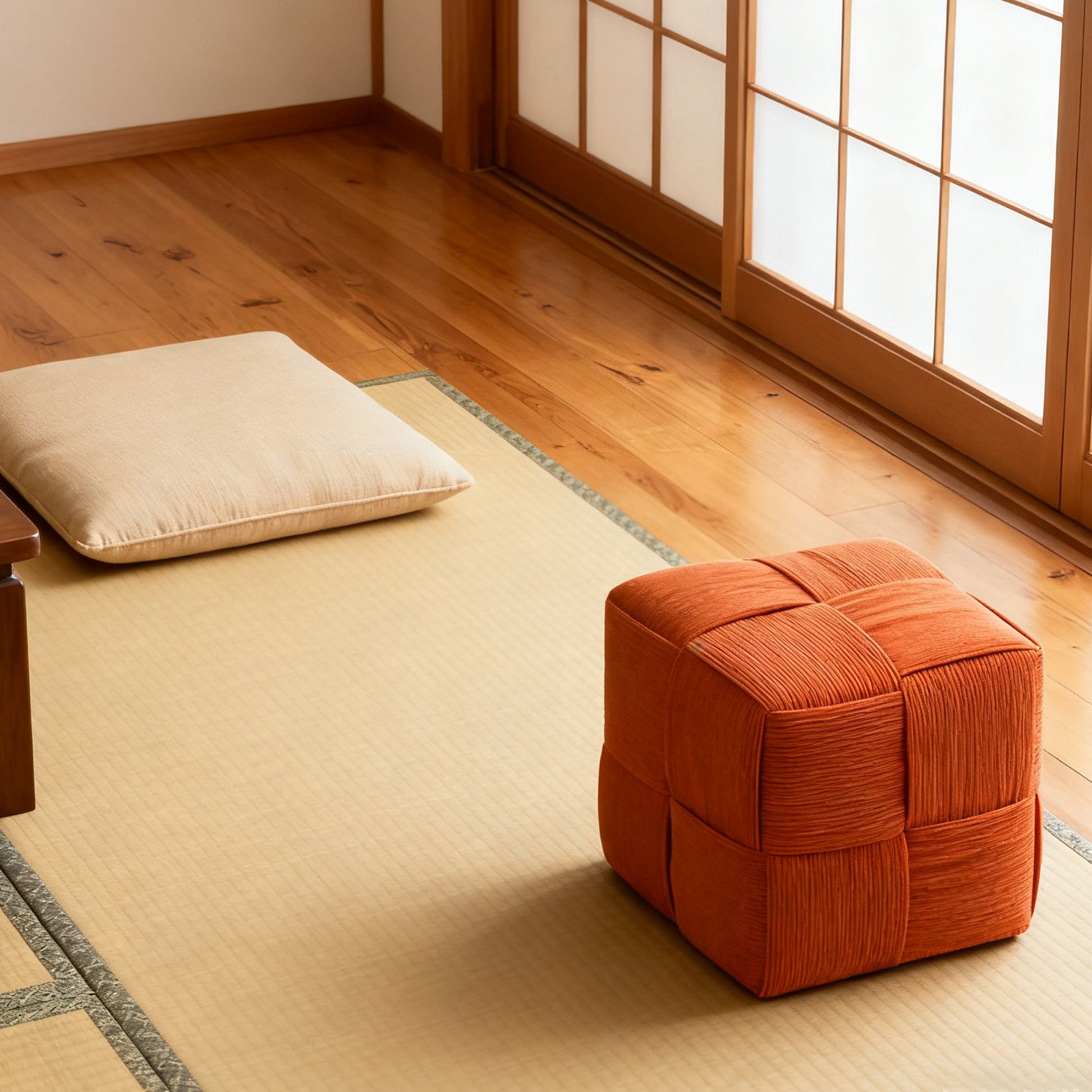 Ottoman Foot Rest Soft and Comfortable Ottoman Square Corduroy Woven Design Sofa Stool (Brown) image 6