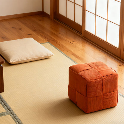 Ottoman Foot Rest Soft and Comfortable Ottoman Square Corduroy Woven Design Sofa Stool (Brown) image 6