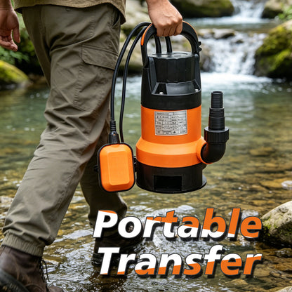 Submersible Pump with Auto Float Switch, High Efficiency Dirty Water Utility Pump for Cellar, Garden Pond, Swimming Pool Drainage image 3