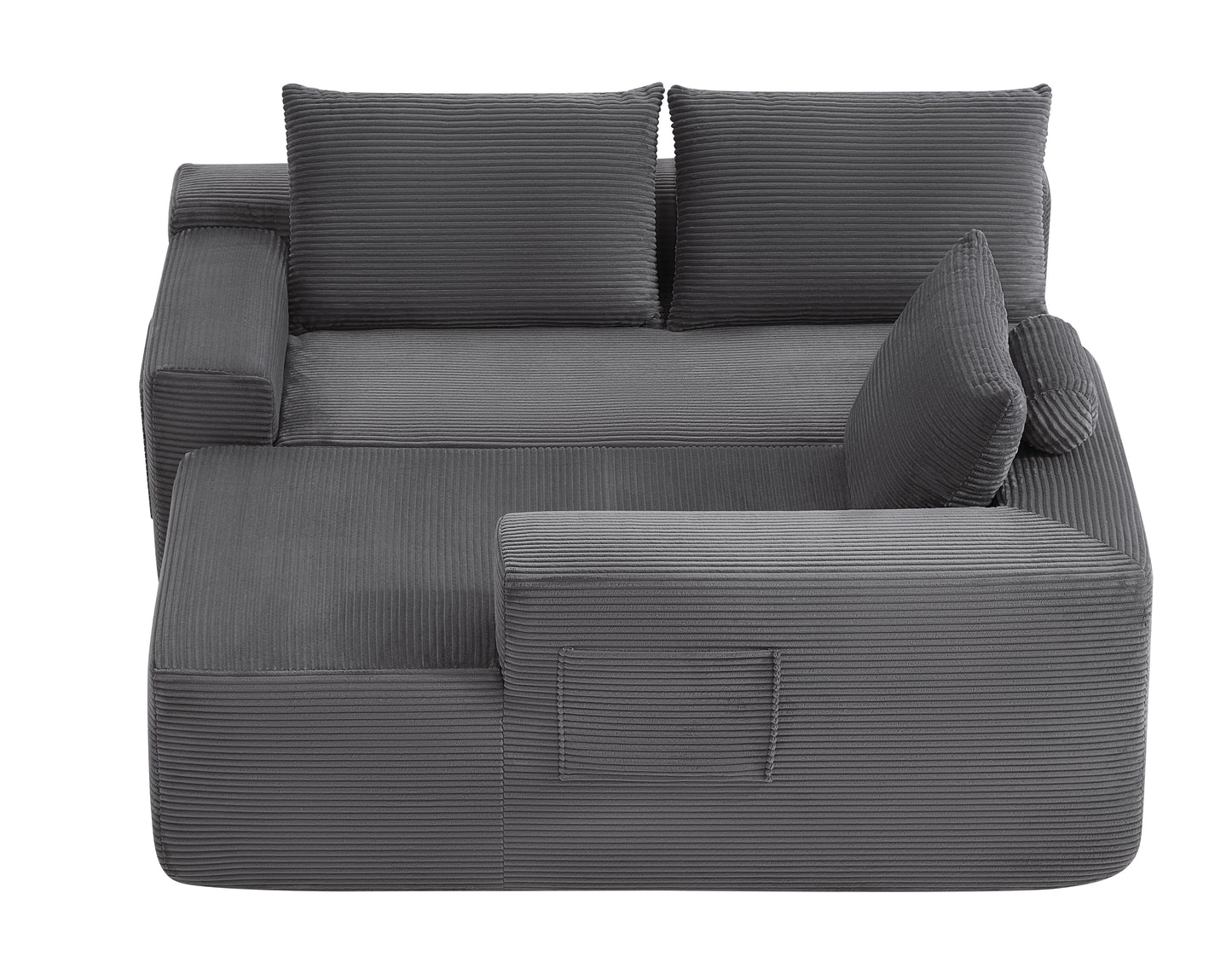 96.9"Compressible doubleCloud Sectional Couch with L-Shape Chaise,Modern Modular Sofa with Deep Seat,Upholstered Couches for Living Room Bedroom,No Assembly Required,(Plush Corduroy Fabric),Grey Right image 6