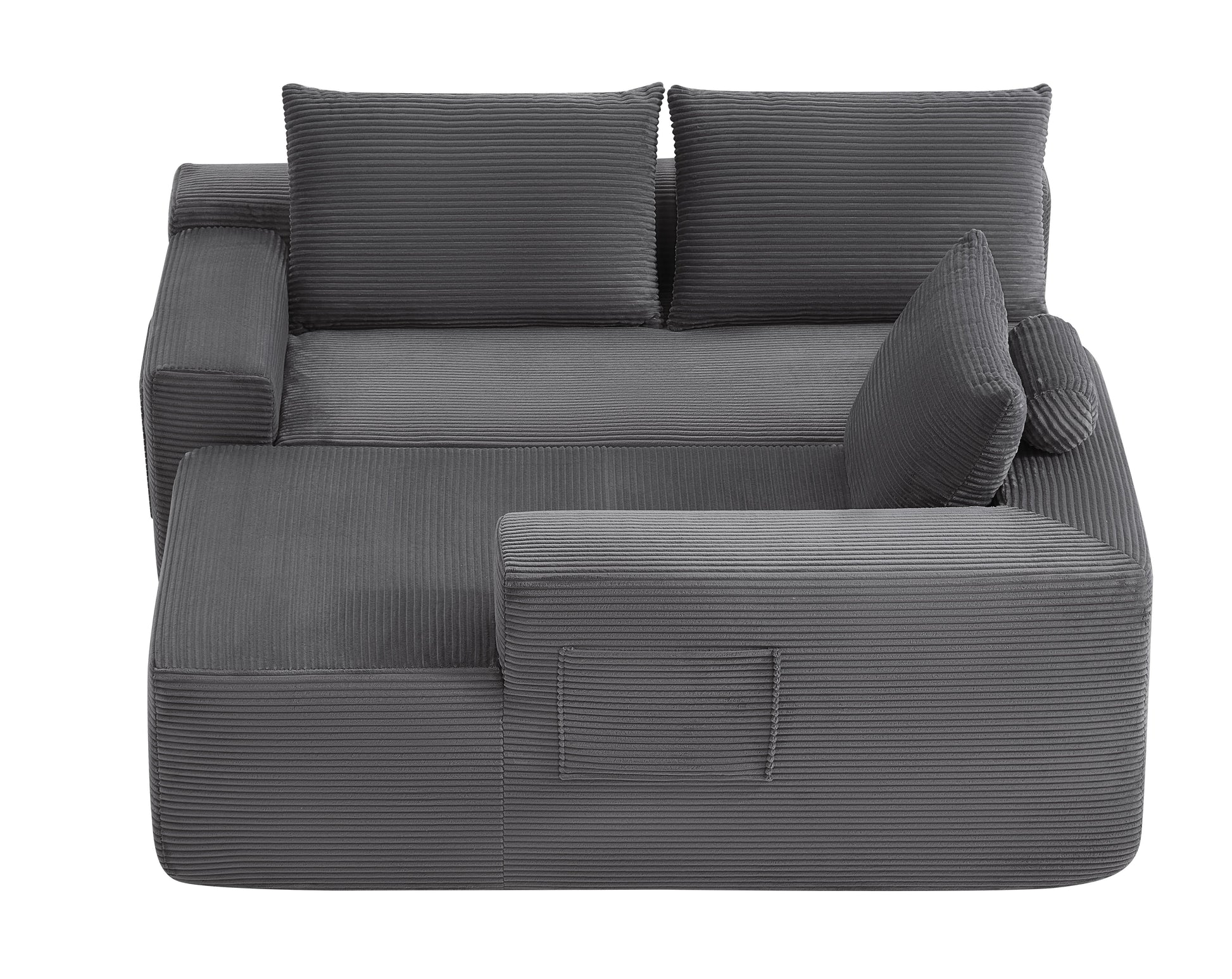 96.9"Compressible doubleCloud Sectional Couch with L-Shape Chaise,Modern Modular Sofa with Deep Seat,Upholstered Couches for Living Room Bedroom,No Assembly Required,(Plush Corduroy Fabric),Grey Right image 6