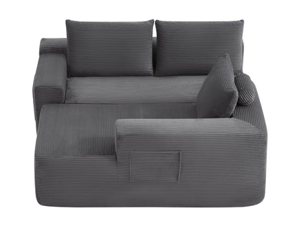 96.9"Compressible doubleCloud Sectional Couch with L-Shape Chaise,Modern Modular Sofa with Deep Seat,Upholstered Couches for Living Room Bedroom,No Assembly Required,(Plush Corduroy Fabric),Grey Right image 6