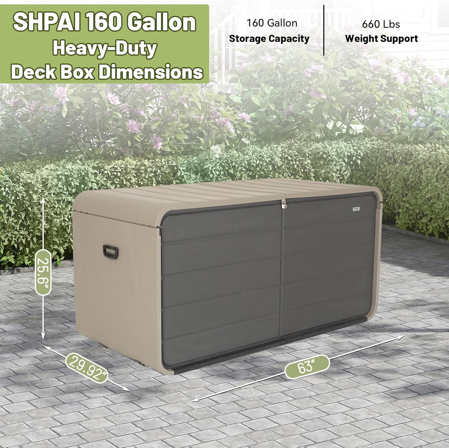 Resin Deck Box 160 Gallons, Large Heavy-Duty Outdoor Storage Box, Lockable & Waterproof Patio Outside Storage Box for Patio Furniture, Tools, Pool Supplies image 3