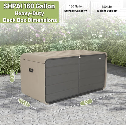 Resin Deck Box 160 Gallons, Large Heavy-Duty Outdoor Storage Box, Lockable & Waterproof Patio Outside Storage Box for Patio Furniture, Tools, Pool Supplies image 3