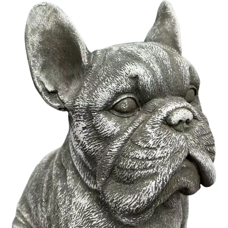 16'' Outdoor Weatherproof French Bulldog Statue, Rustic Stone Finish Resin Dog Sculpture, Decorative Ornament for Garden, Yard, Patio, Lawn & Backyard Landscaping image 8
