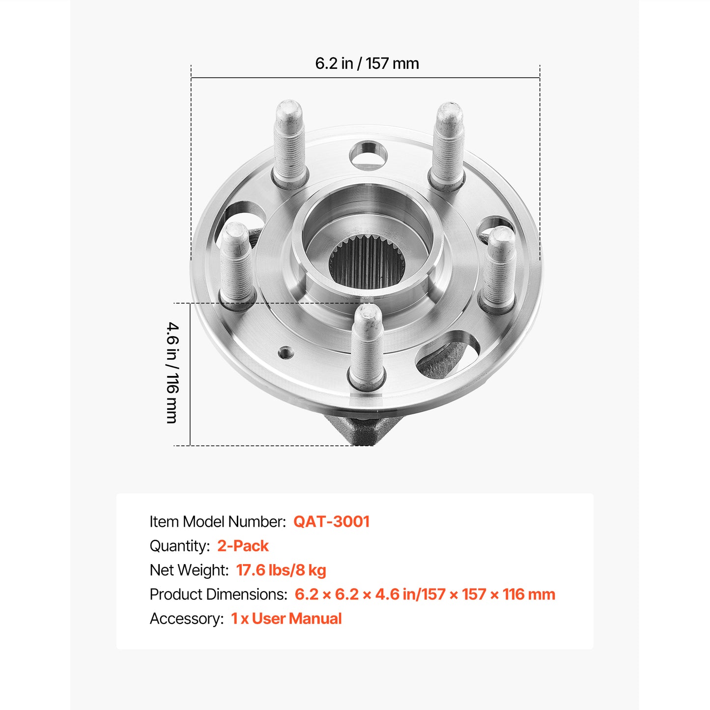 2PCS Front/Rear Wheel Bearing & Hub Assembly Fit for 2020 Chevy Impala LT Premier Sedan 2017 Equinox LS Sport Utility Buick Regal Cadillac XTS Livery Hearse OEM 513288, Wheel Bearing Hub Set image 11
