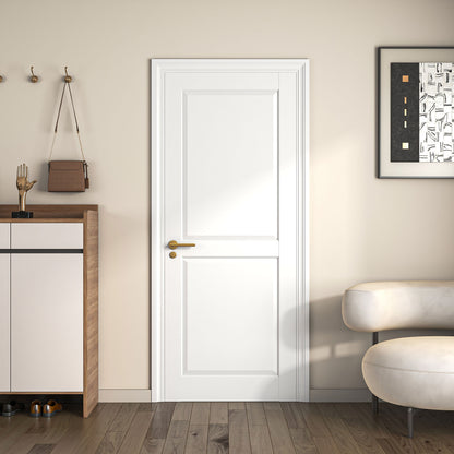 32" X 80"2-Panel Slab Door,French Interior Door Paintable MDF Door Panel,Pre-Assembled Panel for Closet Pantry Bedroom Livingroom Study Office,White image 2