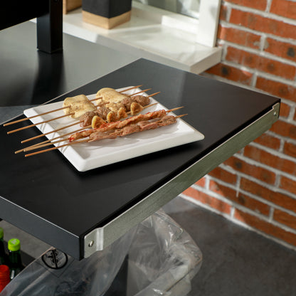 Outsunny Outdoor Grill Cart with Foldable Side Table, 46" x 21.75" Multifunctional Stainless Steel Pizza Oven Stand with Three-Shelf, Movable Food Prep Table on Wheels, Black image 9