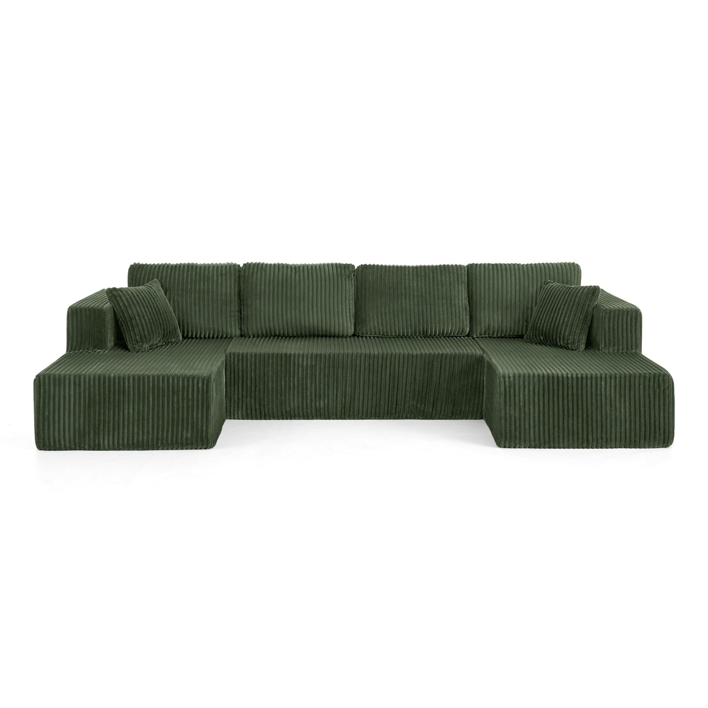 U shape Modular Sectional Sofa, Compressed Sectional Sofa Modern Minimalist Style Corduroy Couch, Sleeper Sofa for Living Room, Bedroom, Comfy Compressed Sofa Couch Space-Efficient Design-green image 8