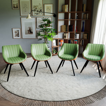 A set of 4 dining chairs, medieval modern kitchen dining chair, PU decorative chairs with black metal legs, suitable for home&kitchen (Green and Orange) image 4