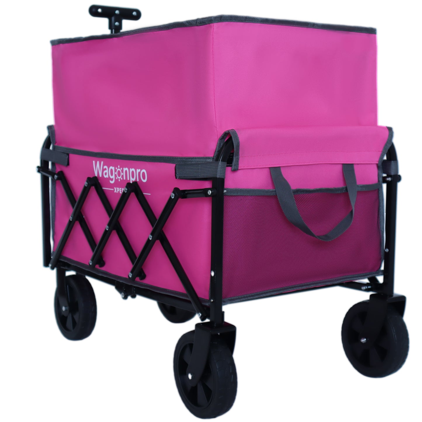 Expandable Dual-Layer Utility Wagon with 100% Extra Space - 225lbs Grocery Cart for Camping, Shopping, Sports, Gardening, Fishing, Pink image 10