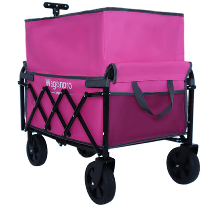 Expandable Dual-Layer Utility Wagon with 100% Extra Space - 225lbs Grocery Cart for Camping, Shopping, Sports, Gardening, Fishing, Pink image 10
