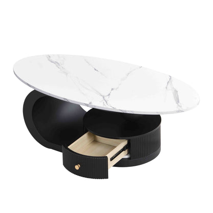 Modern Nesting Coffee Table Set of 2 End Table for Living Room, Oval and Round Table Set image 8