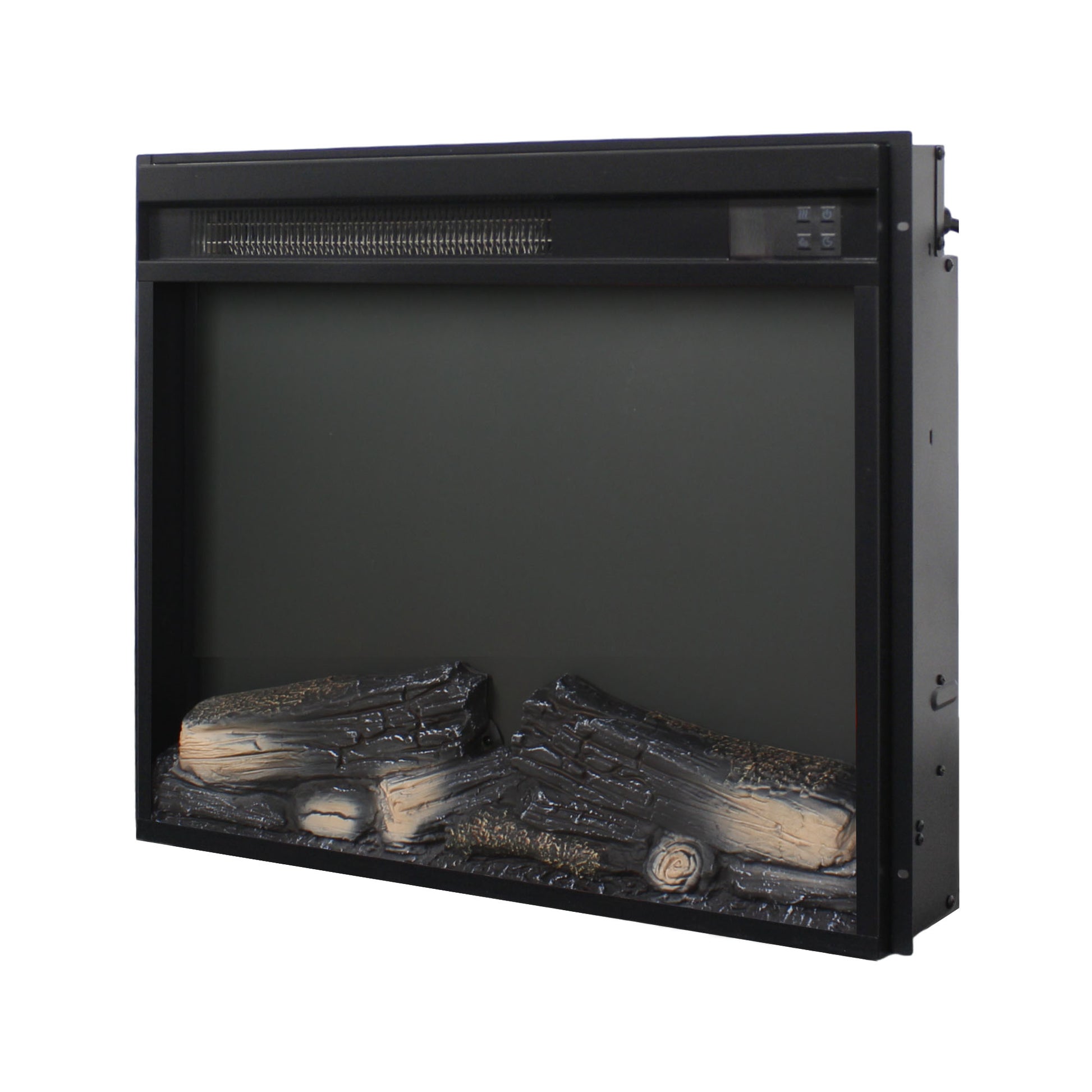 23 inch electric fireplace insert, ultra thin heater with log set & realistic flame, remote control with timer, overheating protection image 7