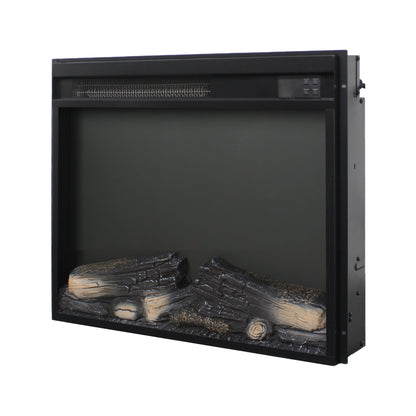 23 inch electric fireplace insert, ultra thin heater with log set & realistic flame, remote control with timer, overheating protection image 7