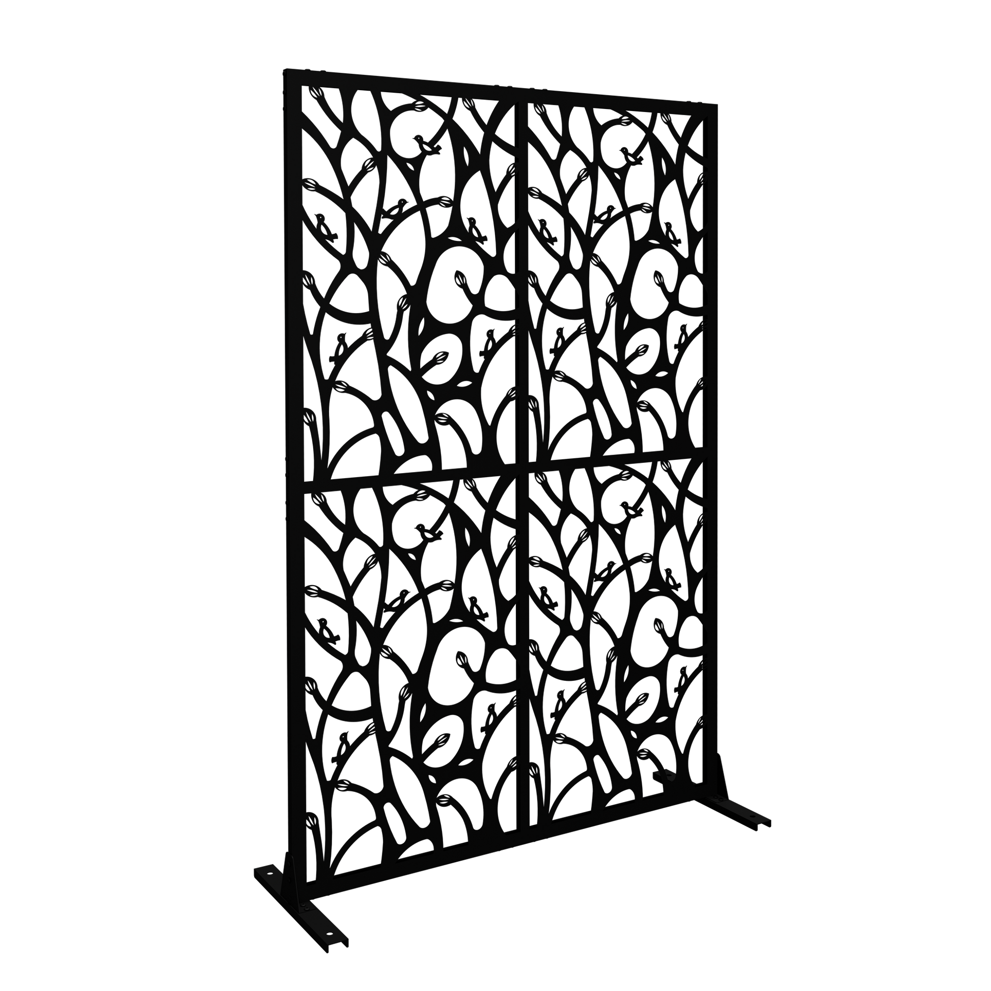 Metal Privacy Screens W3.8Ft X H6Ft Outdoor and Indoor Divider with Free Standing Decorative Privacy Screen for Balcony Patio Garden Room Divider, Black Bird Shape image 8