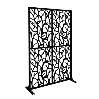Metal Privacy Screens W3.8Ft X H6Ft Outdoor and Indoor Divider with Free Standing Decorative Privacy Screen for Balcony Patio Garden Room Divider, Black Bird Shape image 8