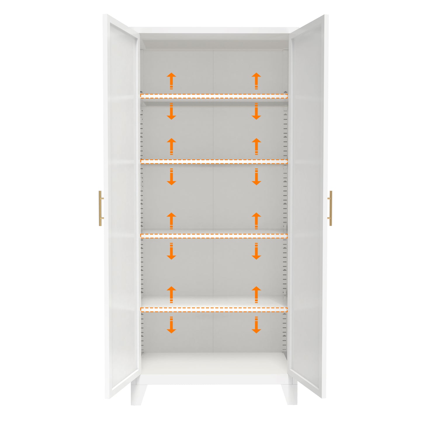 71'' 2 Shapely Doors Cabinet, Metal Storage Cabinet with Doors and Adjustable Shelves, for Bedroom, Living Room, Kitchen(White) image 11
