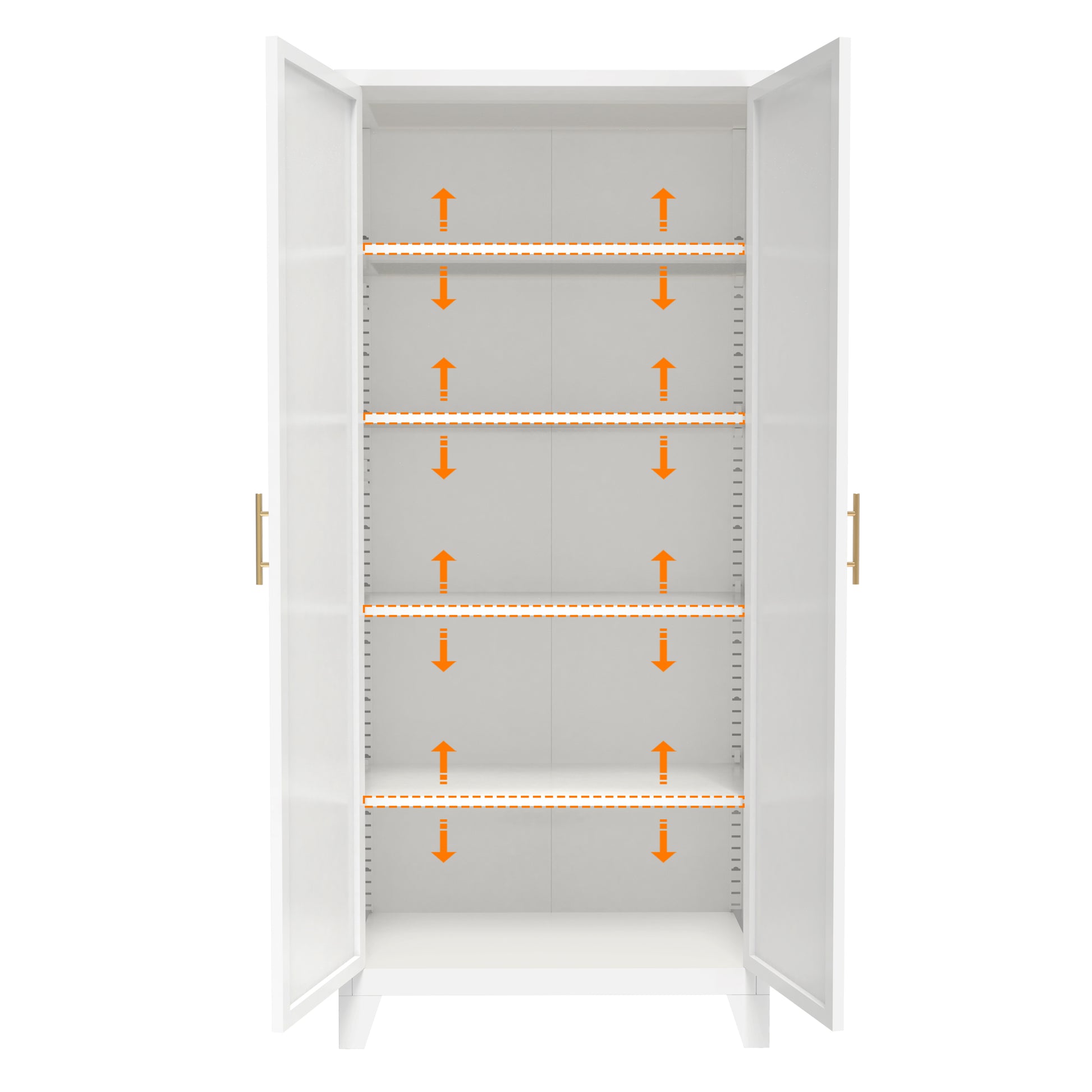 71'' 2 Shapely Doors Cabinet, Metal Storage Cabinet with Doors and Adjustable Shelves, for Bedroom, Living Room, Kitchen(White) image 11