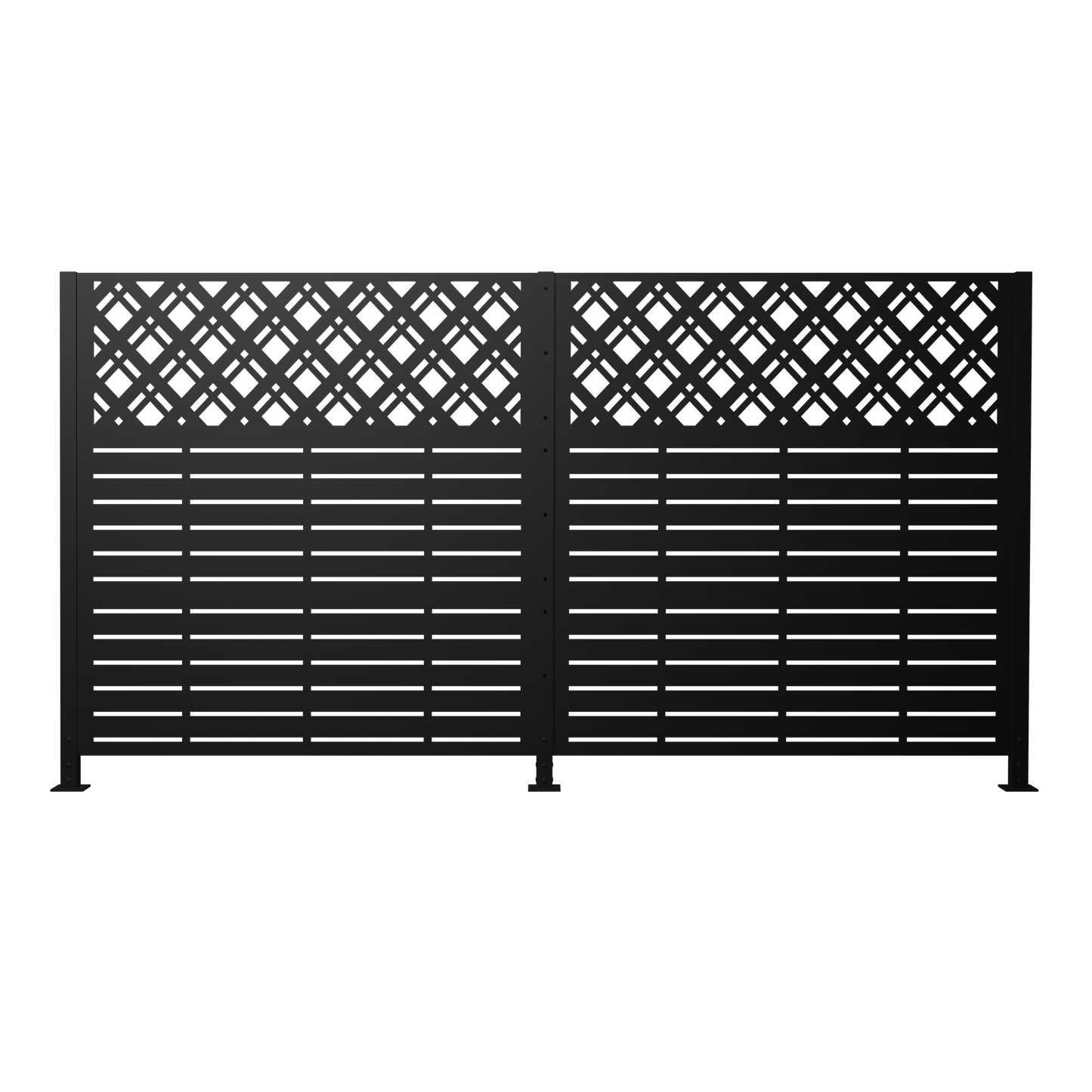 W48'' x H47.3'' x 2 Panels Metal Privacy Screen, Outdoor Privacy Panels, Trash Can Enclosure, Air Conditioner Fence, Pool Equipment Enclosure, Backyard Fencing, Rhombus Black image 11