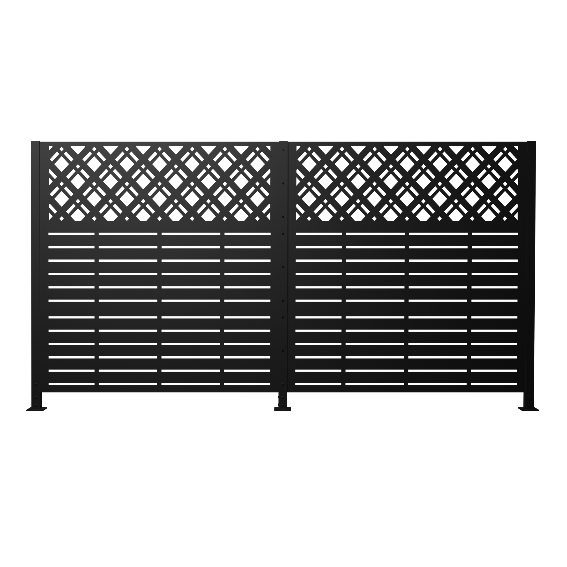 W48'' x H47.3'' x 2 Panels Metal Privacy Screen, Outdoor Privacy Panels, Trash Can Enclosure, Air Conditioner Fence, Pool Equipment Enclosure, Backyard Fencing, Rhombus Black image 11