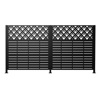 W48'' x H47.3'' x 2 Panels Metal Privacy Screen, Outdoor Privacy Panels, Trash Can Enclosure, Air Conditioner Fence, Pool Equipment Enclosure, Backyard Fencing, Rhombus Black image 11