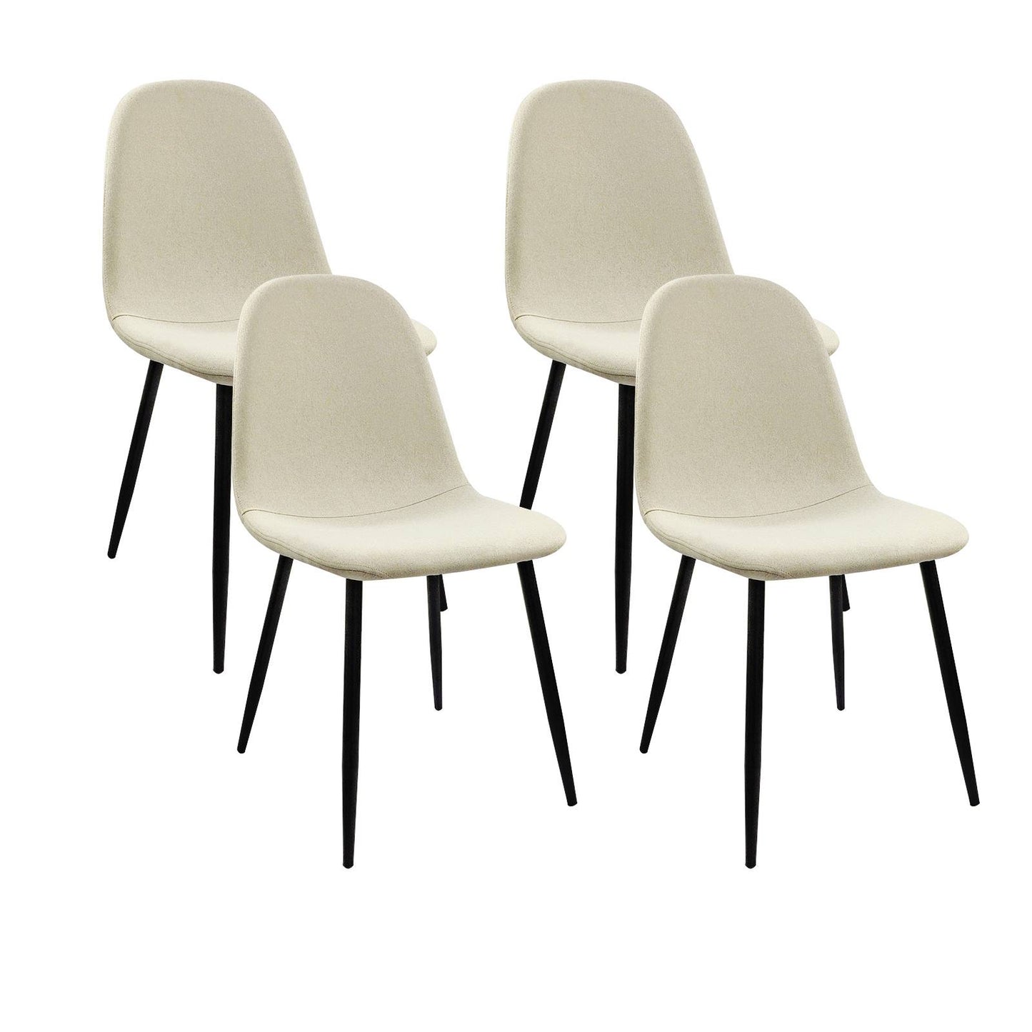 Dining Chairs Set of 4, Modern Accent Chairs with Linen Fabric Upholstered Seat, Spoon Shape Kitchen Chair with Black Metal Legs Dining Side Chairs for Dining Room Kitchen (Beige) image 9