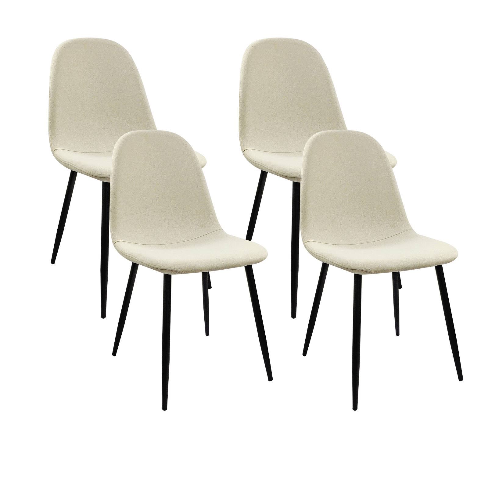 Dining Chairs Set of 4, Modern Accent Chairs with Linen Fabric Upholstered Seat, Spoon Shape Kitchen Chair with Black Metal Legs Dining Side Chairs for Dining Room Kitchen (Beige) image 9