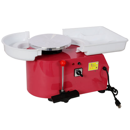 10 Inch Electric Pottery Wheel, Ceramic Clay Machine with Foot Pedal & Detachable Basin, 60-300RPM Adjustable Speed,Complete DIY Pottery Tools for Adults & Beginners, Art Craft Making,Pink Color image 4