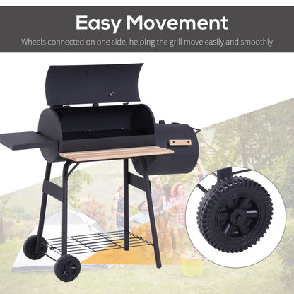 Outsunny 48" Steel Portable Backyard Charcoal BBQ Grill and Offset Smoker Combo with Wheels image 5