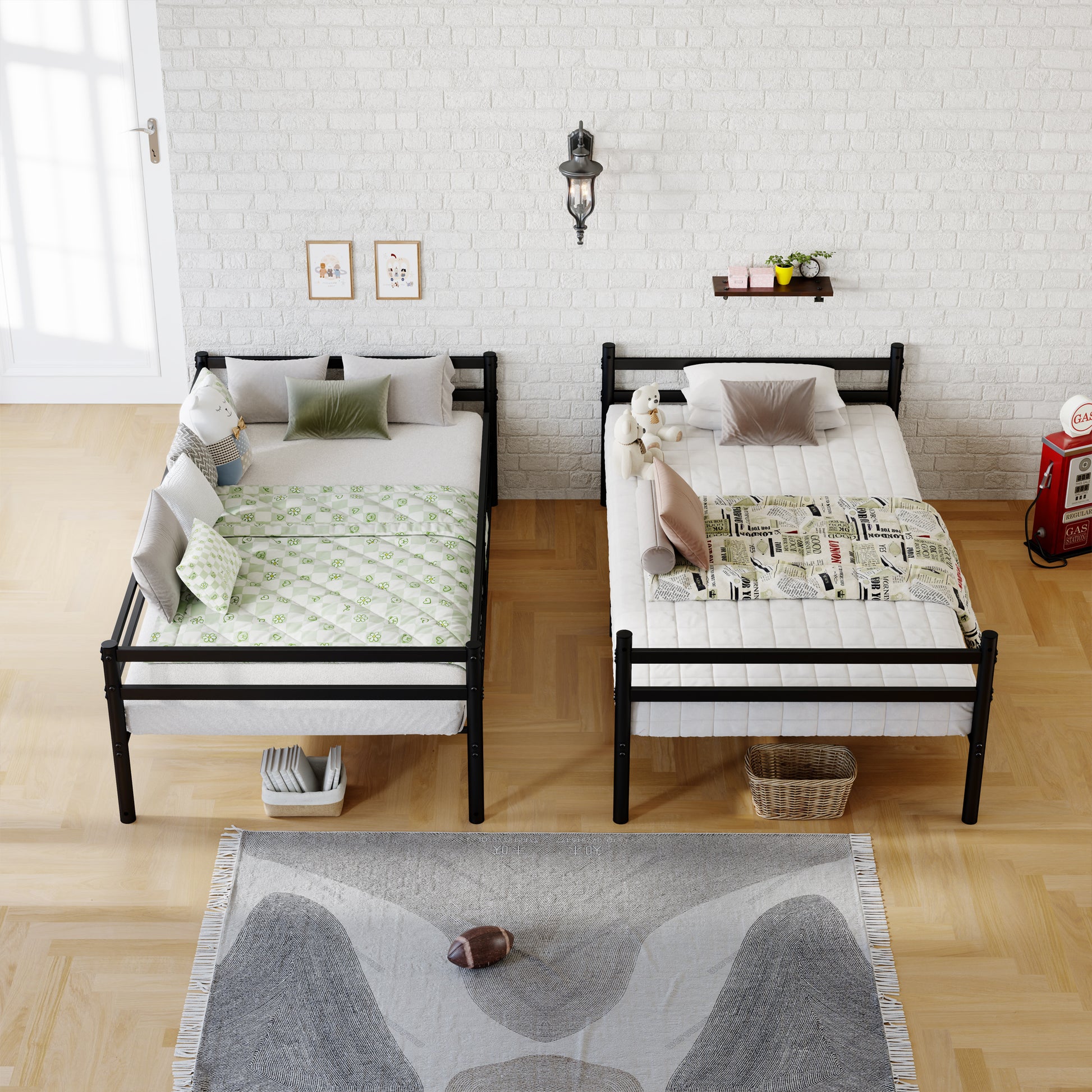 Bunk Bed with Ladder and high Guardrail Metal Bunk Bed, Storage Space, Noise Free,Twin Over Twin Size,BLACK image 11