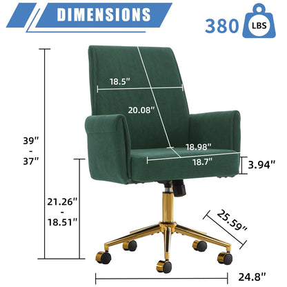 Mid-back liftable office chair, striped fabric, and ergonomically designed, is an excellent choice for working, studying or relaxing. The mid-back design provides a better sitting experience.Green image 3