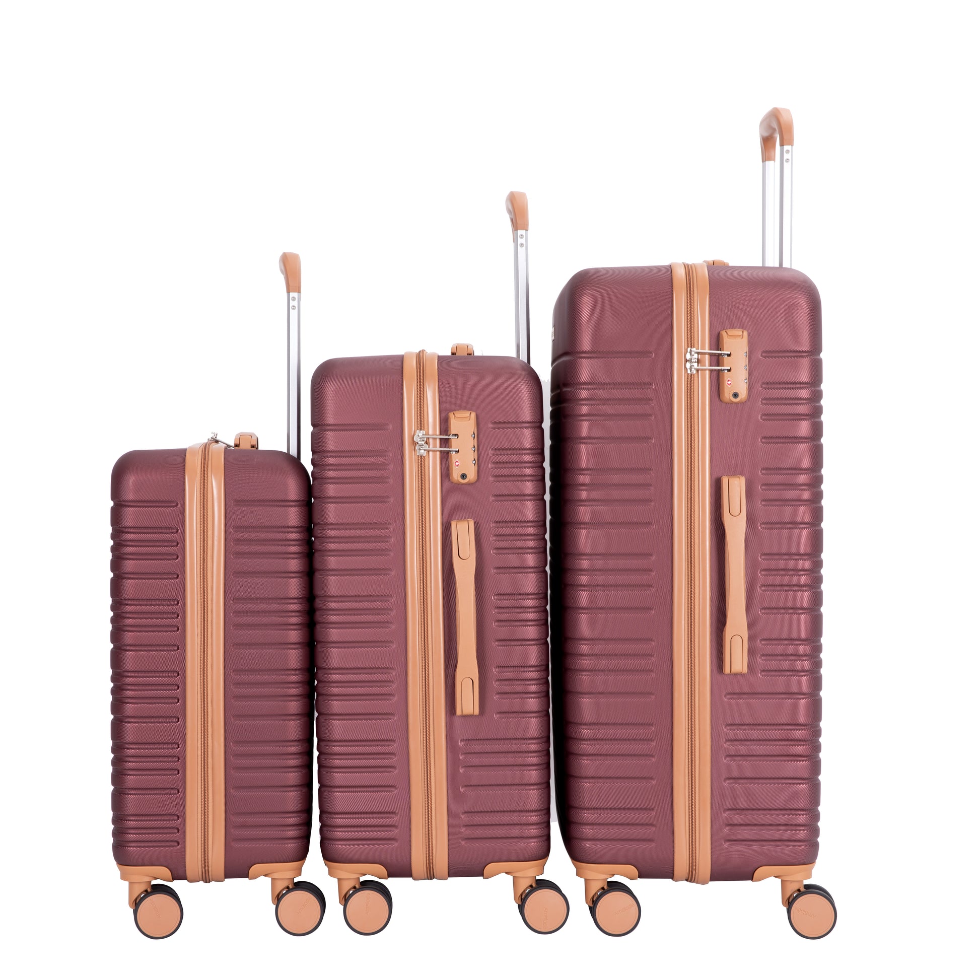5-Piece Set (20"24"28 +a travel bag and a toiletry bag),Hard Case Spinner Wheels ABS Luggage Sets with TSA Lock Carry On Suitcase Luggage Durable Suitcase Color Matching WINE RED image 2