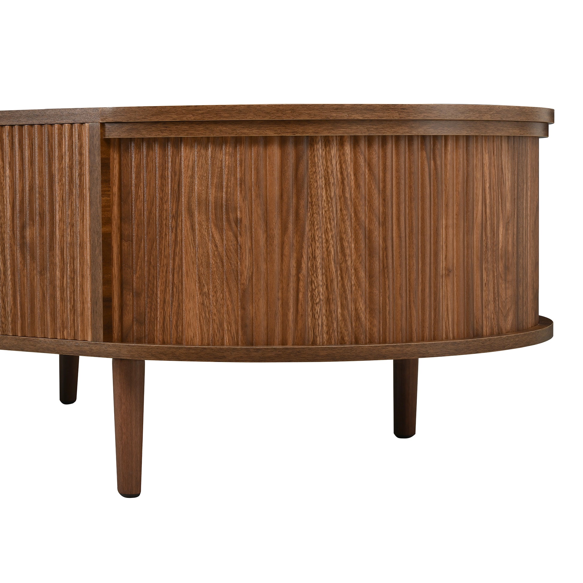 U-Can Minimalist Oval Lift-Top Coffee Table with Hidden Storage and Wood Wave Grain Finish image 9