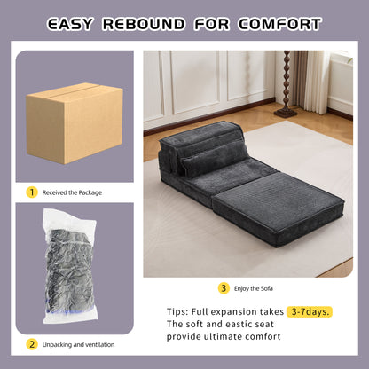 Compression Mahjong Sofa,Convertible Floor Sofa Bed,DIY Boneless Modular Sectional Sofa,No Assembly Required,Circle fleece fabric,Oversized Single Sofa with 1 Pillow,Dark Grey image 8